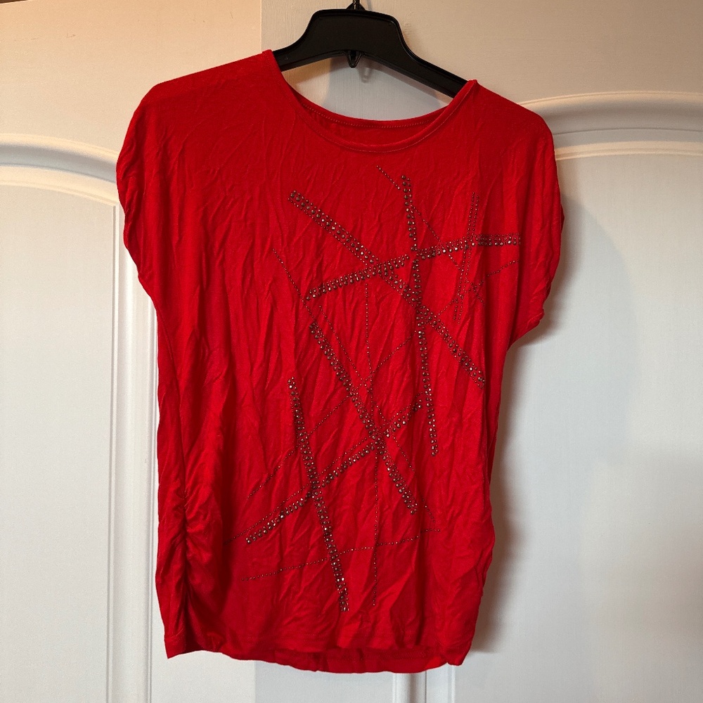 Festive Red Top with Down Sleeves, S, No Tags